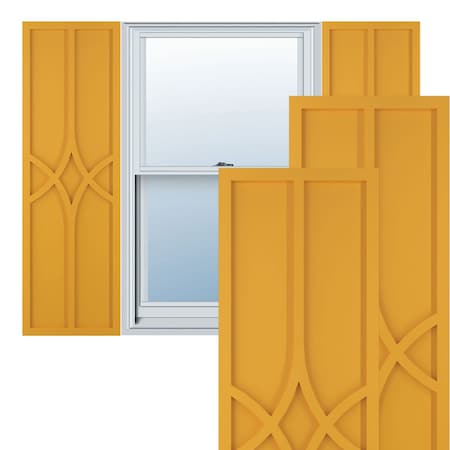 True Fit PVC Cedar Park Fixed Mount Shutters, Turmeric, 18W X 66H